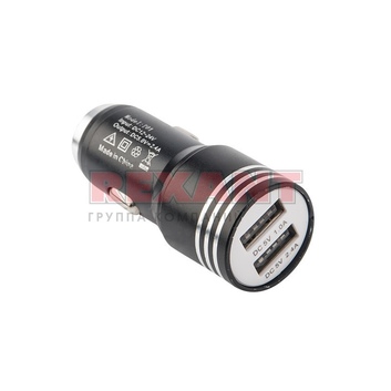 Автозарядка в прикуриватель 2хUSB с молотком (АЗУ) (1000+2100 mA) черная REXANT 18-1948